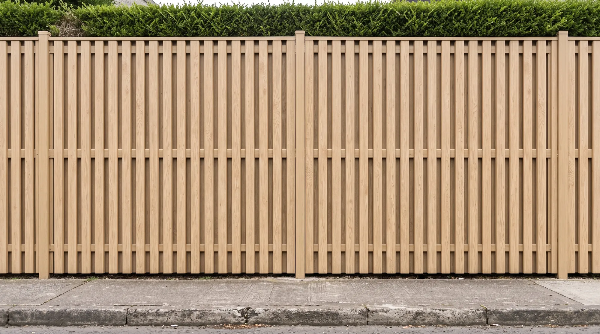 Pine steel fence in light oak