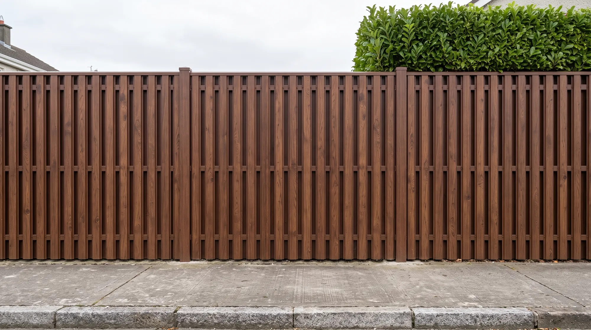 Pine steel fence in walnut