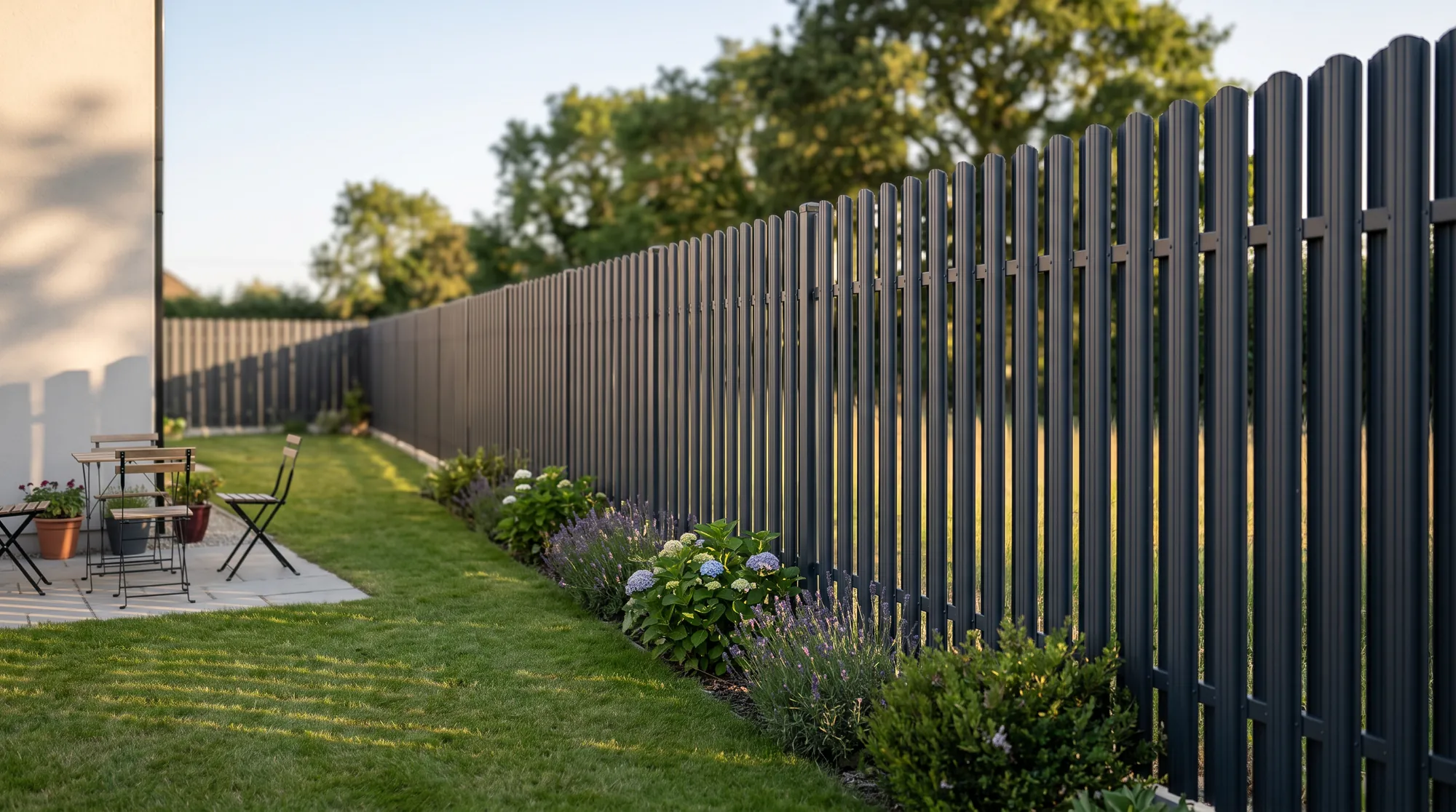 Vertical board galvanized steel fence
