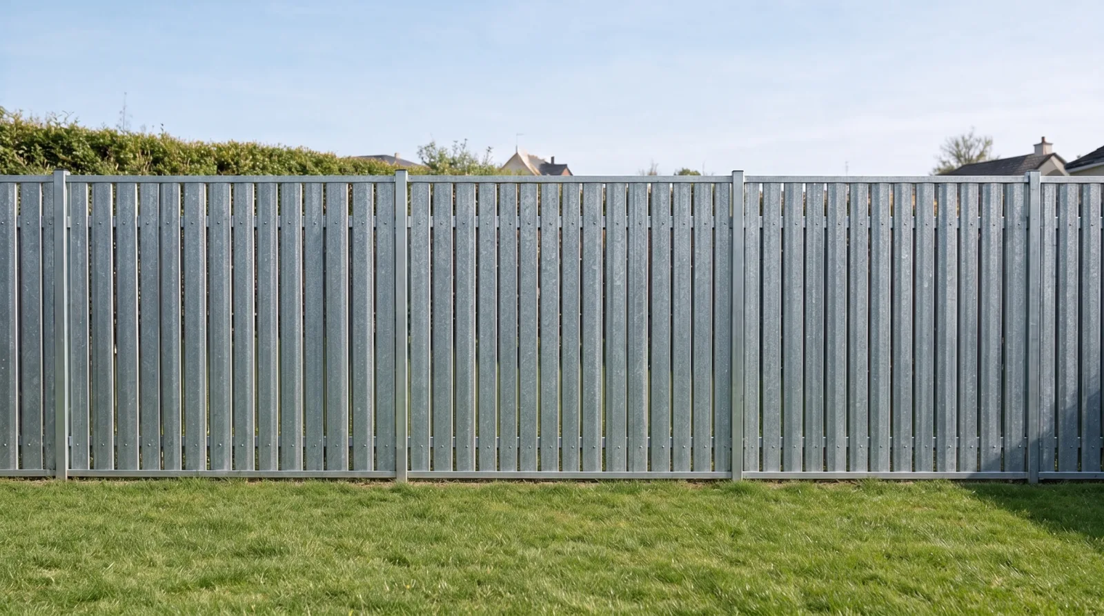 Vertical board galvanized steel fence